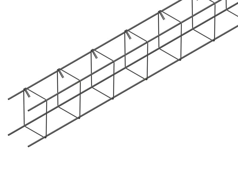 Armature de chaînages horizontaux renforcés - Filants 4HA9 - cadre HA5 - L. 6 m - côtés 10 x 10 cm - espace éléments transversaux 20 cm