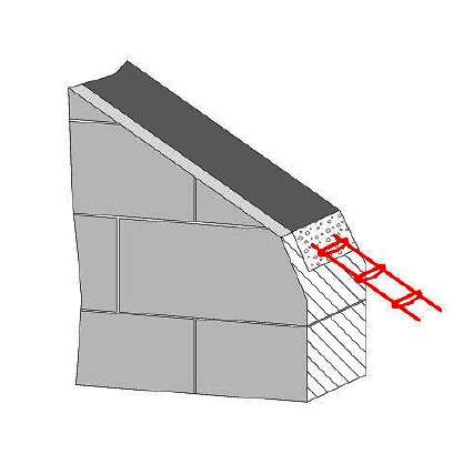 Chaînage sismique Z3 - filants 2HA10 - cadre HA5 - L. 6 m - côté 10 x 4 cm