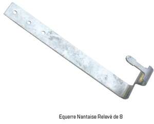 Crochet pour gouttière NANTAISE avec pose chevron Nantais en acier galvanisé - anthra-zinc®/ basalte - feuillard 25 x 2.5 mm - dév. de 33 cm - carré 8 mm