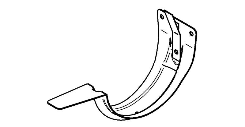 Crochet pour gouttière demi-ronde VADOT pose bandeau - nez percé - dév. de 25 cm
