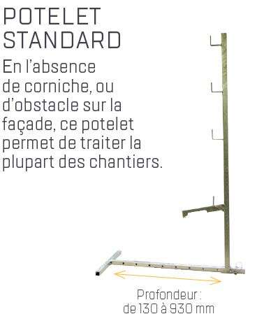 Potelet standard SECUR+® - profondeur de l'appui bas de 130 à 930 mm