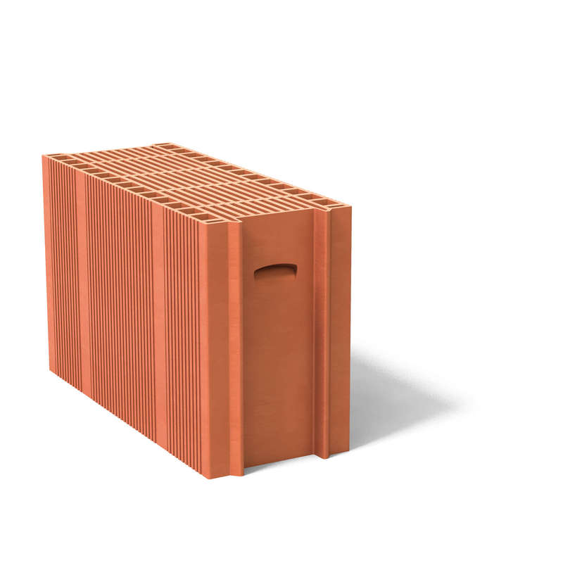 Brique de mur en terre cuite BGV'THERMO+ rouge L. 500 x l. 200 x H. 314 mm - R=1,5 m².K/W