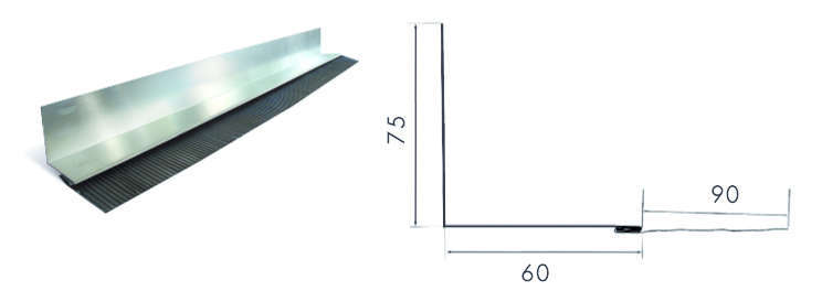 Porte-solin à grille en terre cuite zinc L. 2000 mm