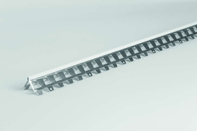 Arête perforée 1041EG pour enduit gratté avec jonc PVC blanc - L. 3000 mm x l. 40 mm x H.30 mm