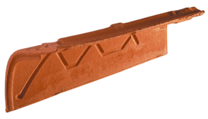 Tuile de rive ronde individuelle gauche à emboîtement en terre cuite PLEIN SUD rouge H. 90 mm
