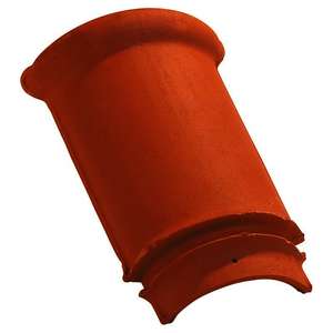 Arêtier demi-rond à emboîtement en terre cuite rouge l. 160 mm