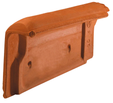 Tuile de rive individuelle en terre cuite gauche à recouvrement PANNE H2 amarante rustique H. 180 mm