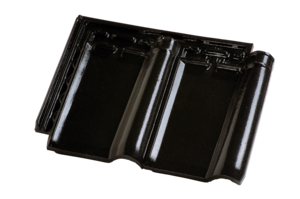 Tuile en terre cuite ARTOISE noir brillant L. 321 x l. 426 mm