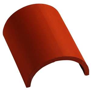 Faîtière demi-ronde sans emboîtement HUGUENOT pour toiture en terre cuite rouge nuancé H. 110 mm