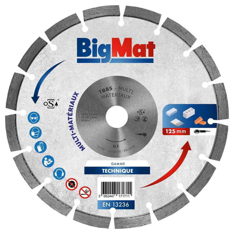 Disque diamant Bigmat Ø125/22,3 multi-matériaux