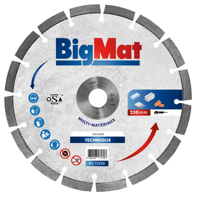 Disque diamant Bigmat Ø230/22,3 multi-matériaux