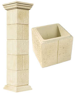 Kit pilier ALKERN DOMAINE 50x50, 10 éléments L. 36 x l. 36 x H. 33 cm avec 2 chapeaux et 2 couronnes - Ton pierre nuancé