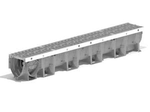 Caniveau ACO XTRADRAIN 100 S en polypropylène H. 150 mm + grille passerelle en fonte classe D400