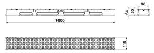 Caniveau ACO SELF 100 en béton polymère H. 55 mm + grille passerelle microgrip classe A15