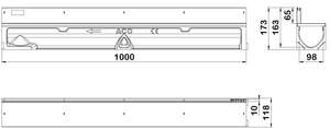 Caniveau ACO SELF 100 en béton polymère H. 95 mm + couverture à fente en acier galvanisé classe A15