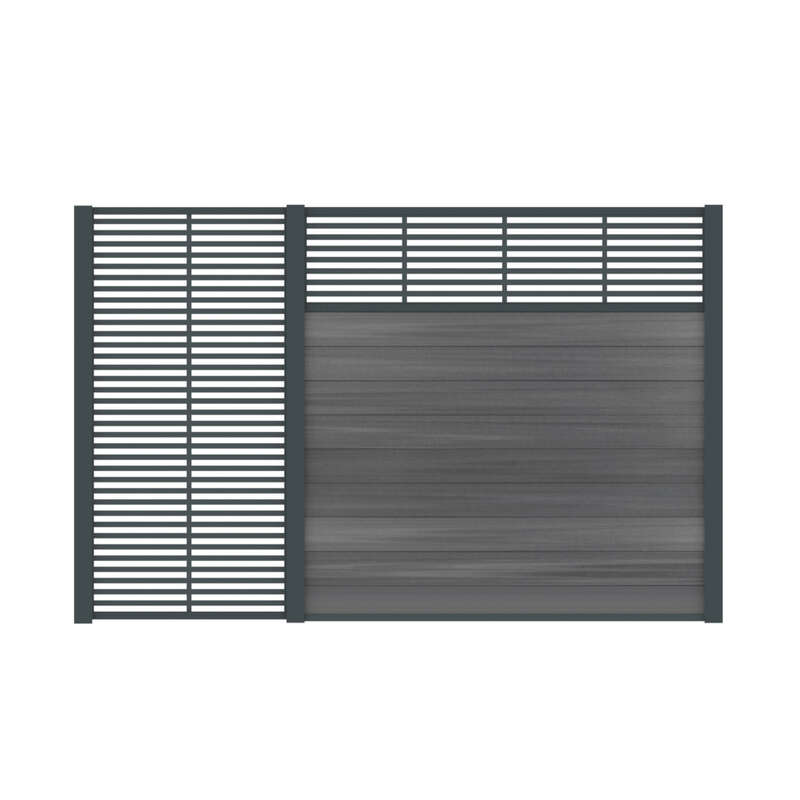 Panneau décor horizontal en aluminium PAXOS pour clôture FIBERDECK BOSTON FANTASY avec profil de finition gris 7016 L. 175 x l. 30 cm
