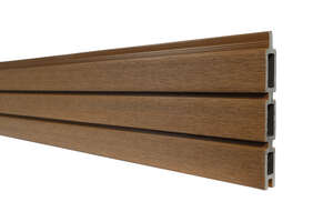 Lame de clôture en bois composite coextrudé FIBERDECK MODERN emboîtable pour clôture FIBERDECK BOSTON décors bardage Teak H. 150 x Ép. 21 mm - L. 178 cm - Lot de 4 pièces