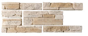 Plaquette de parement ORSOL ROCKY MOUNTAIN en pierre reconstituée ton naturel L. 42/21 x H. 15/7,5 x Ép. 3 cm - soit ± 0,25 m²