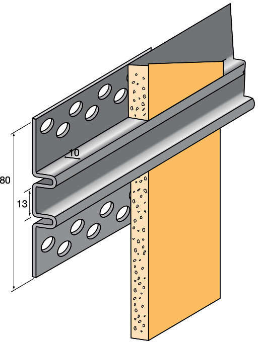Joint creux aluminium laqué pour enduit gratté Ép. 10 mm L. 3 m