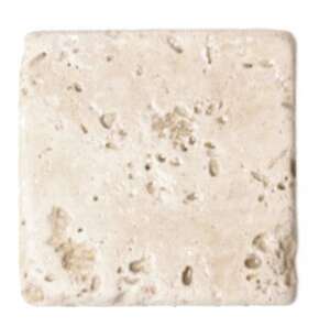 Marbre travertin pour revêtement en pierre naturelle L. 10 x l. 10 cm blanc vieilli