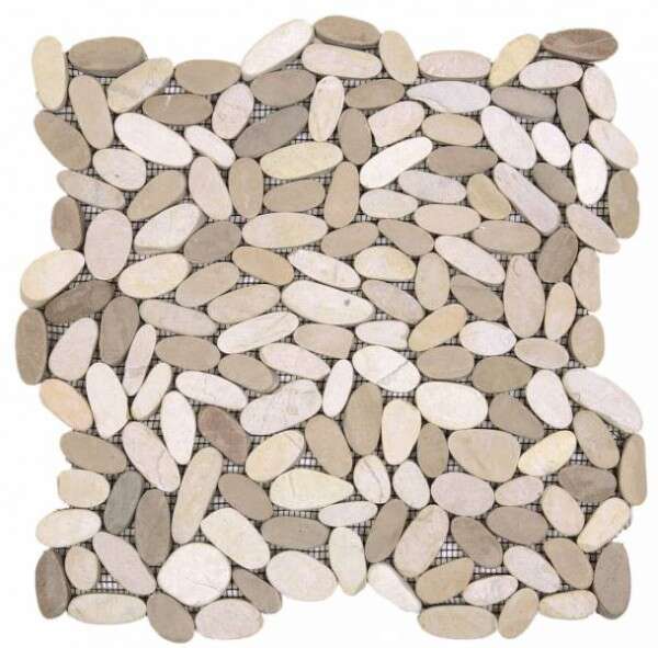 Galet pour sol intérieur BATI ORIENT SCIE blanc beige L. 30 x l. 30 cm