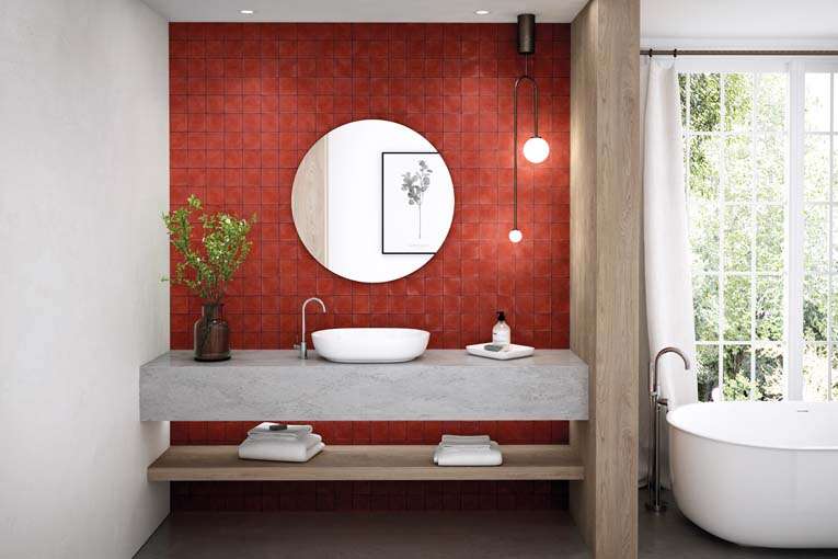 Carrelage pour mur intérieur BATI ORIENT ZELLIGE rouge pétillant L. 10,8 x l. 10,8 cm x Ép. 10 mm - Non rectifié