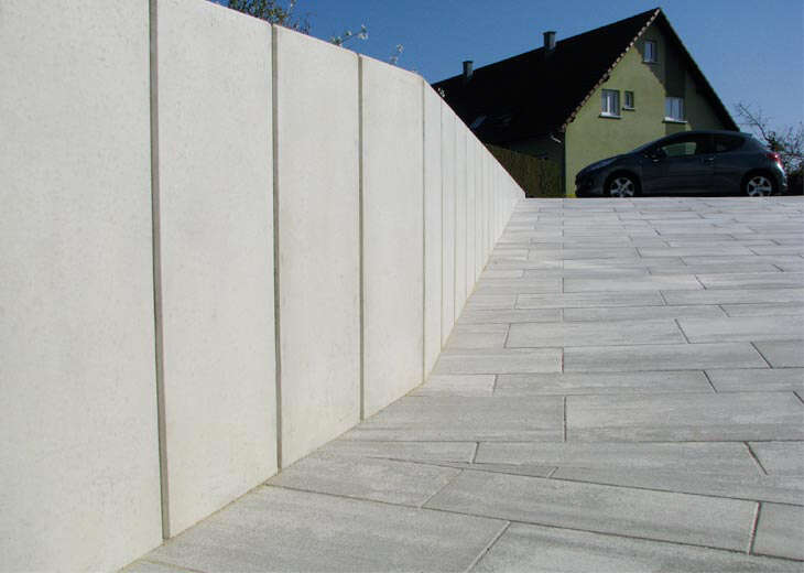 Mur en L armé en béton gris lisse L. 155 x l. 99 x Prof. 85 cm - Ép. 12 cm