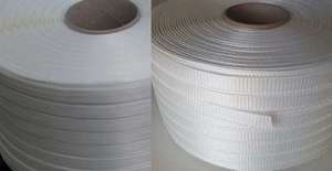 Feuillard textile tressé pour le cerclage de palettes en polyester L. 850 ml x l. 16 mm blanc