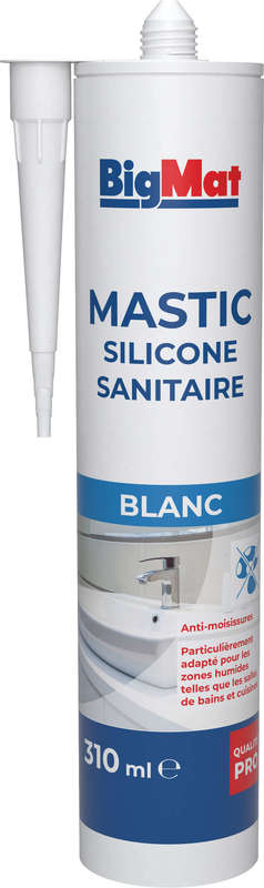 Mastic silicone sanitaire BIGMAT blanc - Cartouche de 310 ml