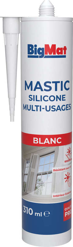 Mastic silicone multi-usages BIGMAT blanc - Cartouche de 310 ml