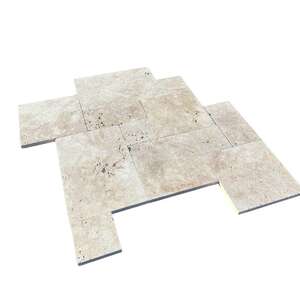 Opus Romain en pierre naturelle TRAVERTIN 1er Choix Rustic vieilli 4 formats Ép. 12 mm