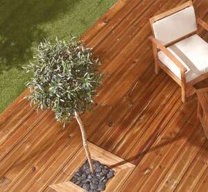 Lame de terrasse triple peigne Pin du Nord traité cl4 brun 27x145-3,30m