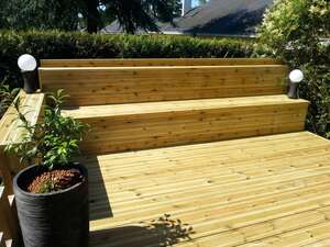 Lame de terrasse double peigne Pin du Nord traité cl.4 vert 27x145 - 3,30m