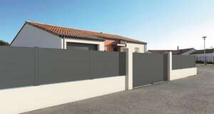 Portail battant en aluminium ALUCLOS ALUPASS L. 400 x H. 160 cm - gris 7016 T