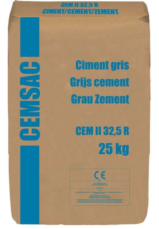 Ciment multi-usage gris CEMSAC CEM II 32,5R CE - Sac de 25 kg