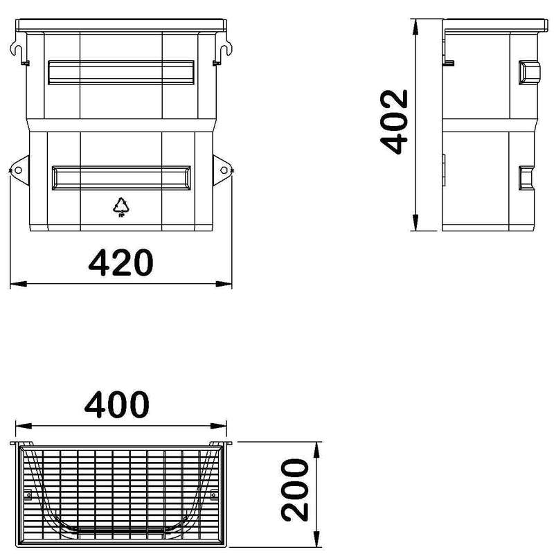 Courette d'aération ACO à grille caillebotis maille 30x10 pour un usage piéton L. 40 x l. 40 cm