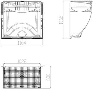 Cour anglaise ACO avec grille caillebotis maille 30x30 pour un usage piéton L. 1000 x l. 1000 x H. 600 mm