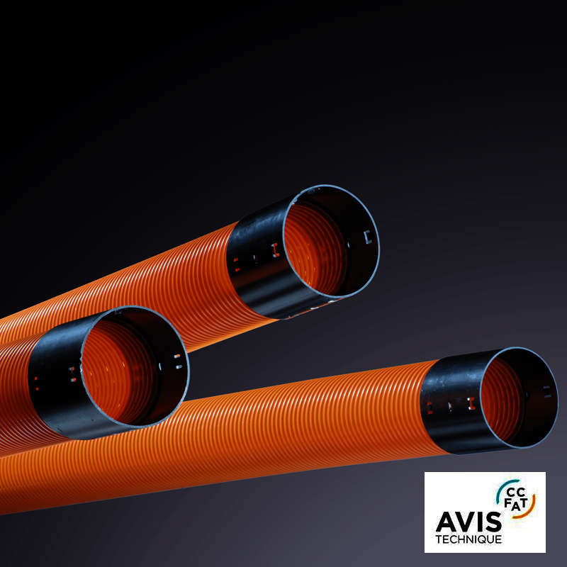 Tube en PVC-U DELTA® OPTI-DRAIN orange - Diam. 160 mm x L. 2,5 m