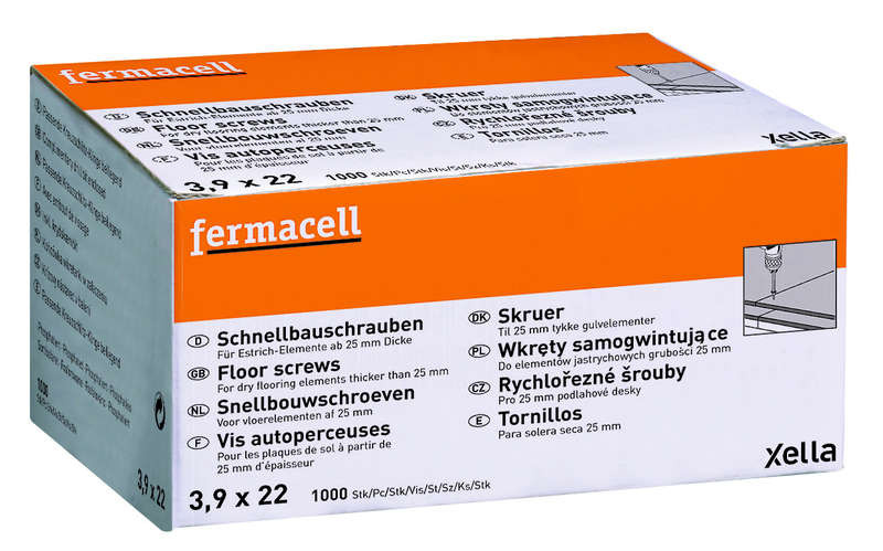 Vis autoperceuses fermacell 3,9 x 22 pour le sol > 25 mm - bte de 1000