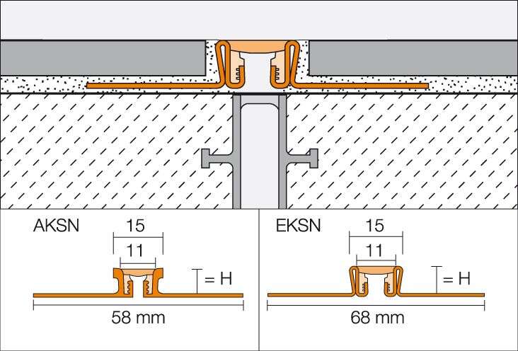 Profilé de fractionnement pour pose collée SCHLÜTER DILEX EKSN en acier inox crème L. 2,5 m x H. 30,0 mm