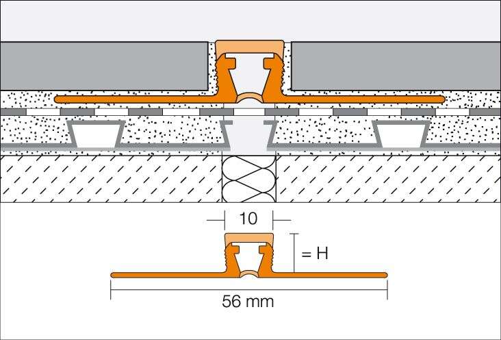 Profilé de fractionnement SCHLÜTER DILEX-BWB en PVC/CPE coulis gris L. 2,5 m x H. 12,5 mm