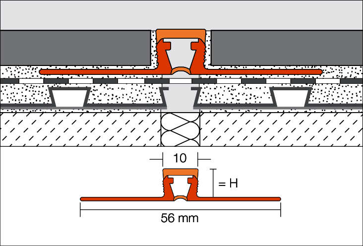 Profilé de fractionnement SCHLÜTER DILEX-BWB en PVC/CPE gris L. 2,5 m x H. 15 mm