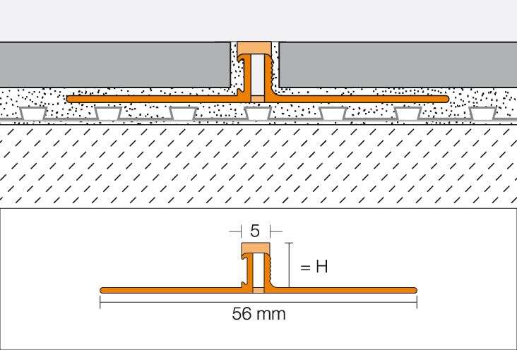 Profilé de fractionnement SCHLÜTER DILEX-BWS en PVC/CPE pêche douce L. 2,5 m x H. 12,5 mm