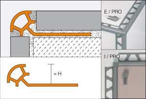 Profilé décoratif pour angle sortant et revêtement en céramique SCHLÜTER RONDEC-PRO en PVC coloré gris L. 2,5 m x H. 8 mm