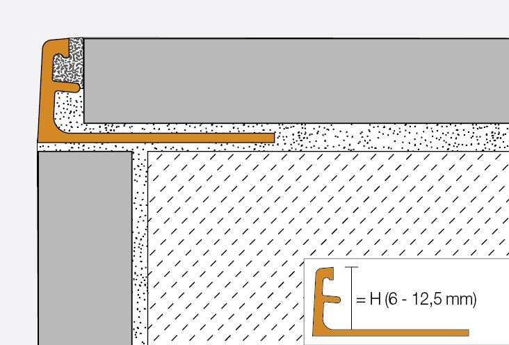 Profilé de finition et de décoration SCHLÜTER SHCIENE-AM en aluminium laiton anodisé mat L. 2,5 m x H. 11 mm