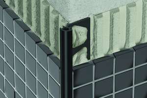 Profilé décoratif pour angle sortant et revêtement en céramique SCHLÜTER RONDEC-PRO en PVC coloré noir graphite L. 2,5 m x H. 8 mm