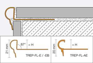 Profilé nez de marche de forme florentine SCHLÜTER TREP-FL-EB en acier inoxydable brossé L. 2,5 m x H. 11 mm