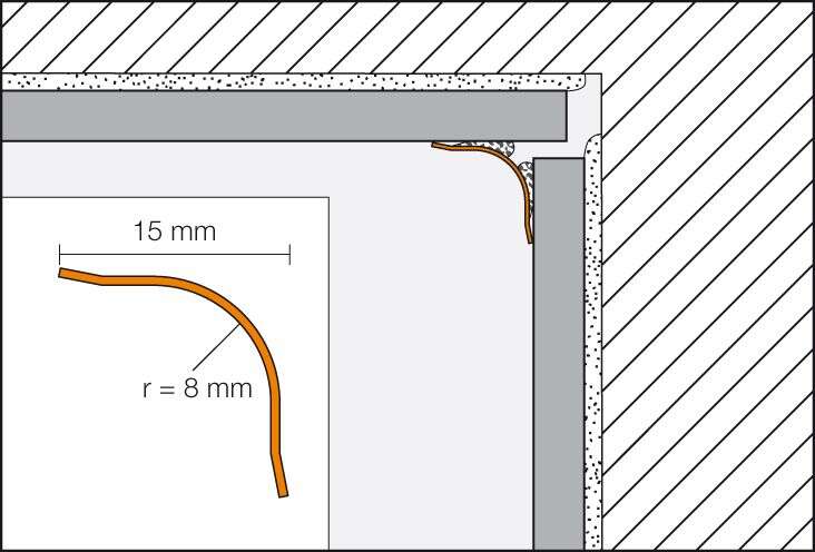 Profilé à gorge SCHLÜTER ECK-KHK15-E en acier inoxydable L. 2,5 m x H. 15 mm
