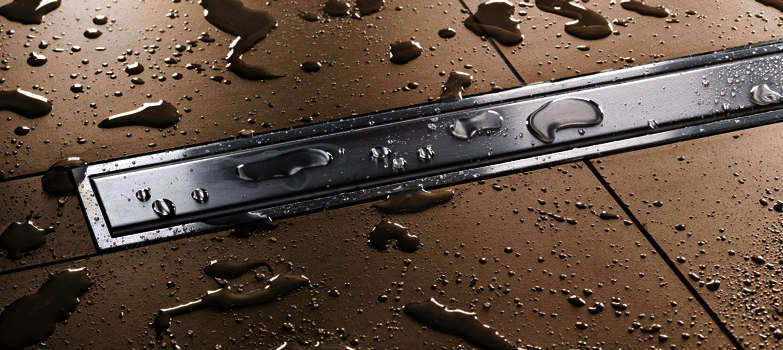 Cadre standard avec grille classique pour caniveau de douche SCHLÜTER KERDI-LINE-A en acier inoxydable brossé V4A L. 0,9 m x l. 47 x H. 19 mm