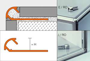 Angle rentrant pour profilé de finition SCHLÜTER RONDEC-AE en aluminium naturel anodisé mat - H. 12,5 mm